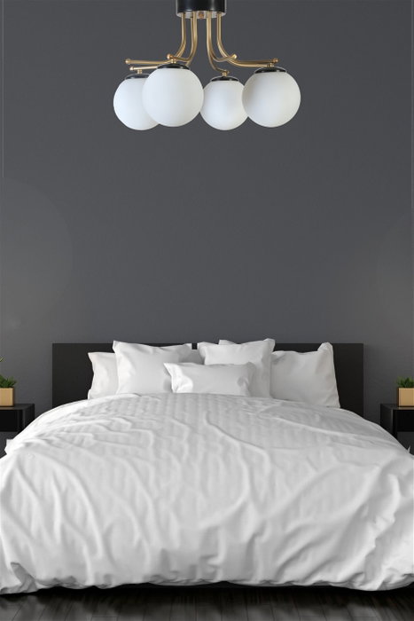 Opviq Lámpara de araña 8791-4 en Negro y Blanco